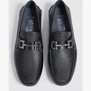 Salvatore Ferragamo Textured Black Loafers
